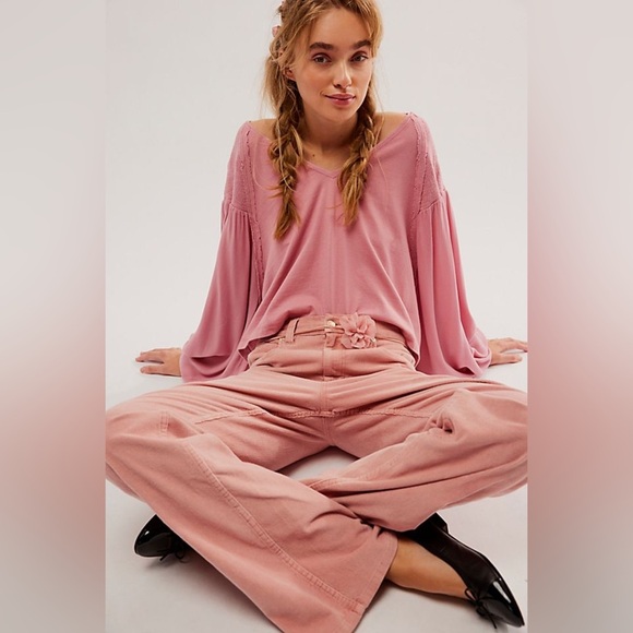 NWT Free People Kathy Tee ~ Rose Blush ~ Medium ~ NEW! - Picture 4 of 13